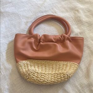 Target Tan and Cream Mini Bag with Textural Contrast
